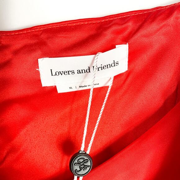 Lovers & Friends Mackenzie Gown Red Wrap Maxi Dress Sz XL Satin Sleeveless - Picture 5 of 12